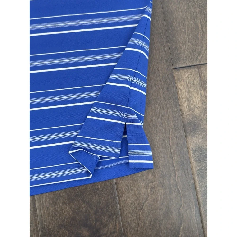 Adidas Puremotion Mens Blue Striped Polo Performance Golf Shirt Size XL Stretch